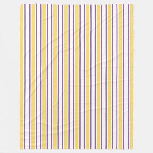Gele, paarse en witte snoepjes strepen fleece deken (Voorkant)