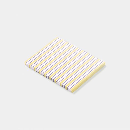Gele, paarse en witte snoepjes strepen post-it® notes (Schuin)