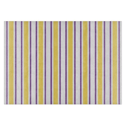 Gele, paarse en witte snoepjes strepen snijplank (Voorkant)