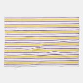 Gele, paarse en witte snoepjes strepen theedoek (Horizontaal)