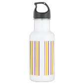 Gele, paarse en witte snoepjes strepen waterfles  (Achterkant)