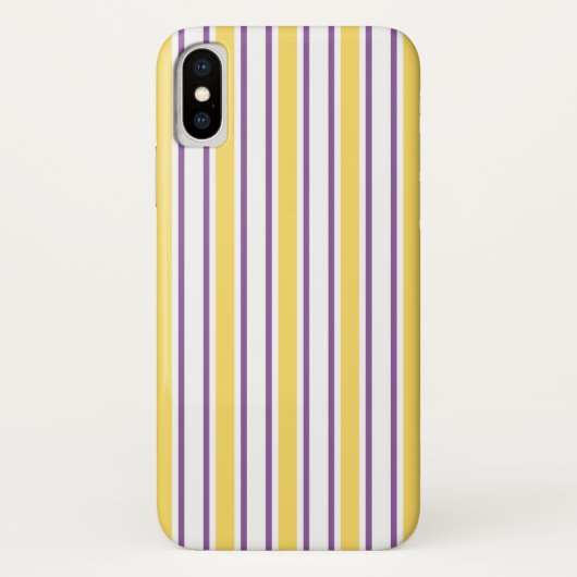Gele, paarse en witte snoepstrepen Case-Mate iPhone case (Achterkant)