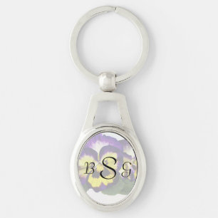 Gele paarse en witte viooltjes sleutelhanger