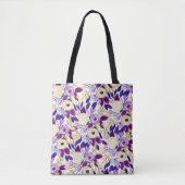 Gele Paarse Floral Bouquet Waterverf Tote Bag (Voorkant)