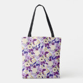 Gele Paarse Floral Bouquet Waterverf Tote Bag (Achterkant)
