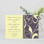 Gele Paarse Floral Elegant Wedding Invitations Kaart (Staand voorkant)