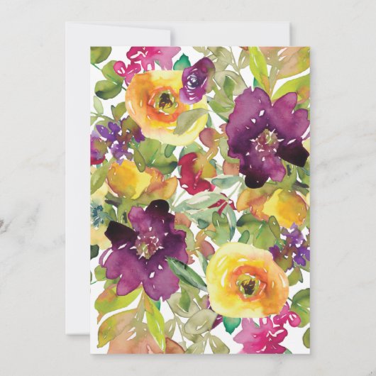 Gele Paarse Floral Sage Green Empty Nest Party Kaart (Achterkant)