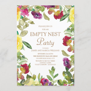 Gele Paarse Floral Sage Green Empty Nest Party Kaart