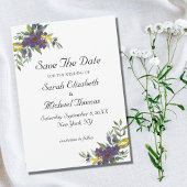 Gele Paarse Floral Wedding Save the Date Card