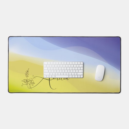 Gele paarse gradiënt bloemnaam bureaumat (Keyboard & Muis)