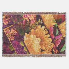 Gele Paarse Herfst Bloemen Thanksgiving Deken
