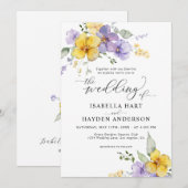 Gele Paarse Lavendel Boho Rustieke Bloemen Bruilof Kaart (Voorkant / Achterkant)