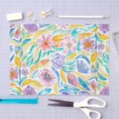 Gele Paarse Lente Waterverf Flowers Leaves Tissuepapier (Craft)