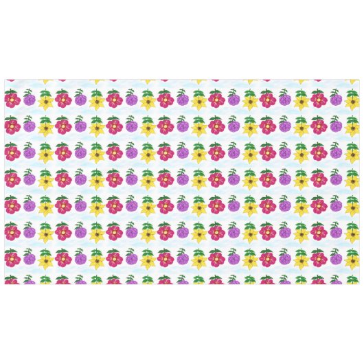 Gele Paarse roze bloemen Tafelkleed (Voorkant (Horizontaal))