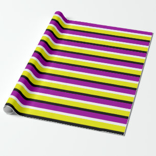 Gele Paarse strepen Cadeaupapier