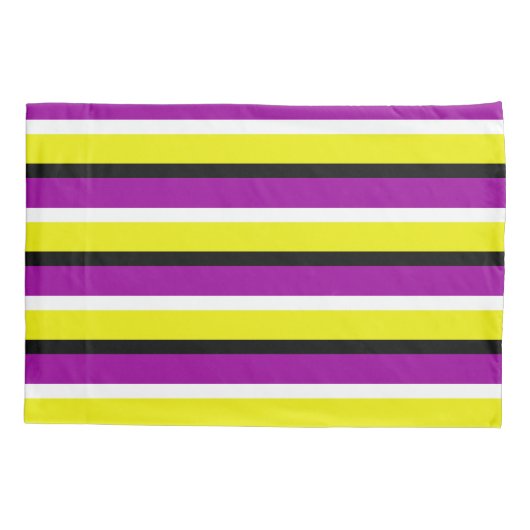 Gele Paarse strepen Kussensloop (Achterkant)