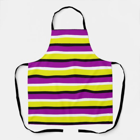 Gele Paarse strepen Schort (Voorkant)