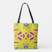 Gele Paarse turquoise Art Deco Geometric Grocery Tote Bag (Achterkant)