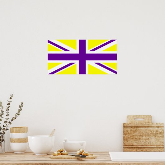 Gele Paarse Union Jack Poster (Keuken)