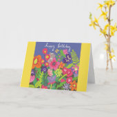 Gele & Paarse Verjaardag Kaart (Gele Bloem)