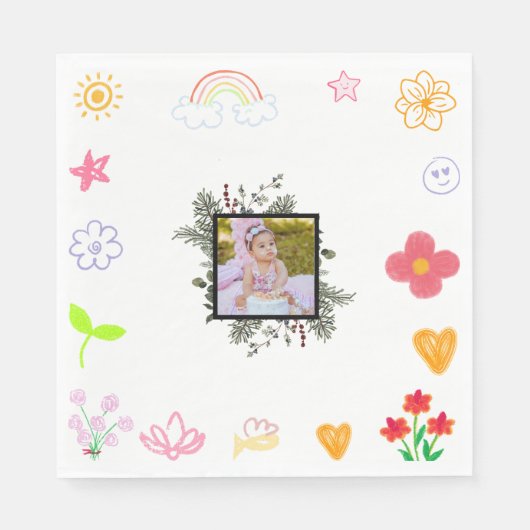 Gele & Paarse Verjaardag servetten voor kinderen (Voorkant)