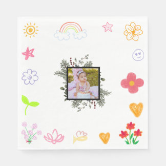 Gele & paarse verjaardagsservetten voor kinderen servet