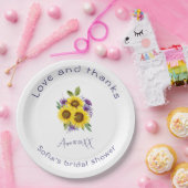 Gele paarse wilde bloem zonnebloem waterverf papieren bordje (Feest)