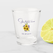 Gele paarse wilde bloem zonnebloem waterverf shot glas (Voorkant)