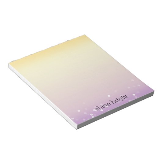 Gele Paarse Witte Bokeh Confetti Stippen Notitieblok (Schuin)
