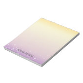 Gele Paarse Witte Bokeh Confetti Stippen Notitieblok (Linkerzijde)