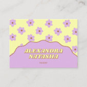 Gele Paarse Y2K Bloem Handgemaakte Kleding Visitekaartje (Voorkant)