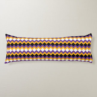 Gele, Paarse, zwarte en witte Zigzag Chevron Lichaamskussen