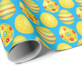 Gele paaseieren op Aqua Cadeaupapier (Rol Hoek)