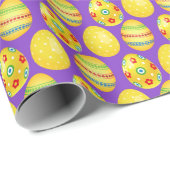 Gele paaseieren op Paars Cadeaupapier (Rol Hoek)