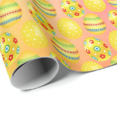 Gele paaseieren op regenboog Abstract Cadeaupapier (Rol Hoek)