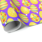 Gele paaseieren op regenboogspots cadeaupapier (Rol Hoek)