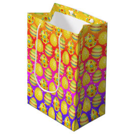 Gele paaseieren op regenboogspots medium cadeauzakje