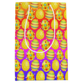 Gele paaseieren op regenboogspots medium cadeauzakje