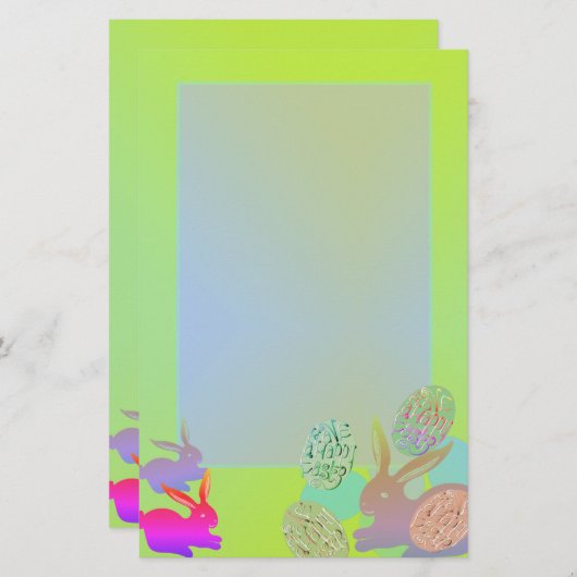 Gele paashaas eieren briefpapier (Voorkant / Achterkant)