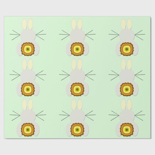 Gele paashaas op groen inpakpapier (Vlak)