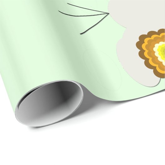 Gele paashaas op groen inpakpapier (Rol Hoek)