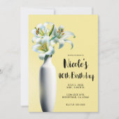 Gele Paaslelies Vaas Bloemrijke Verjaardagsfeest Kaart (Voorkant)