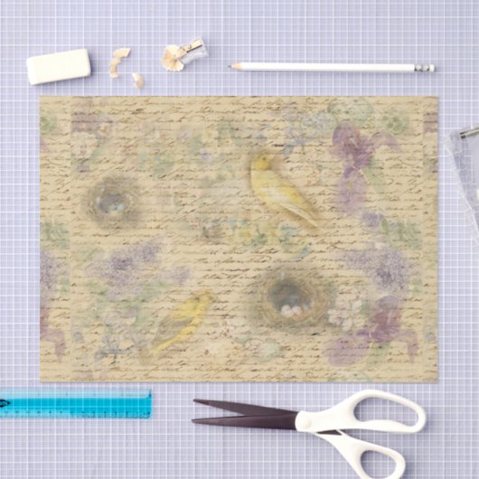 Gele paasvogels decoupage papier (Craft)