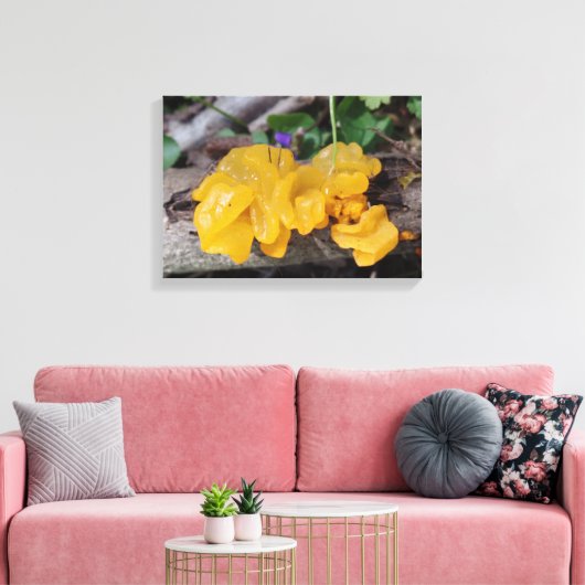 Gele paddenstoel canvas afdruk (Insitu (Woonkamer))