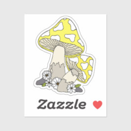 Gele paddenstoel schattig sticker