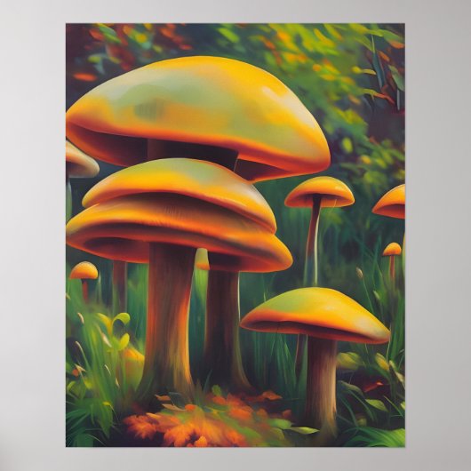 Gele paddenstoelen poster (Voorkant)