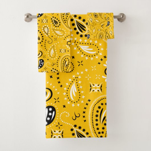 gele paisley bad handdoek (Insitu)