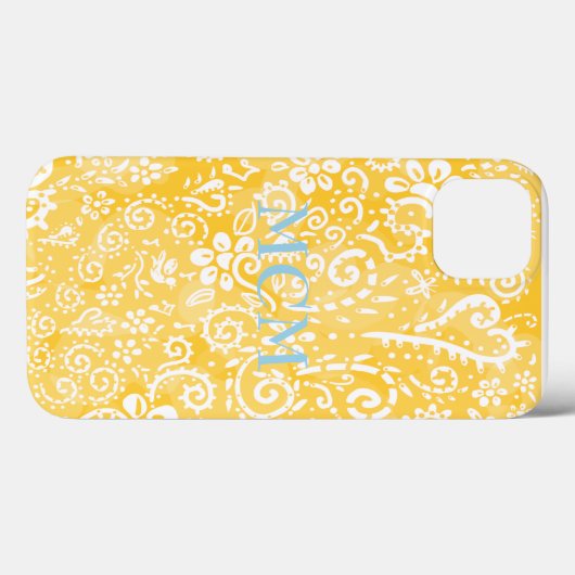  gele paisley Case-Mate iPhone case (Achterkant (horizontaal))