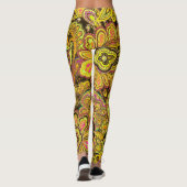 Gele paisley-design op zwart leggings (Achterkant)