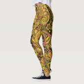 Gele paisley-design op zwart leggings (Links)